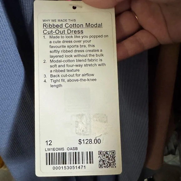 Lululemon Ribbed Cotton Modal Cut-Out Dress | Oasis Blue | 12 - Picture 6 of 6